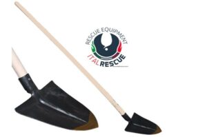Pointed forged shovel with wooden handle