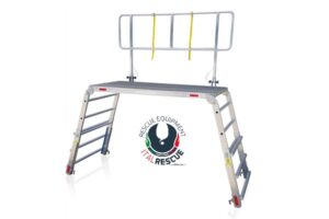 Double aluminum ladder with platform - Max load: 500 kg