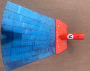 Fire shovel with 9 stainless steel blades.  w/wooden handle